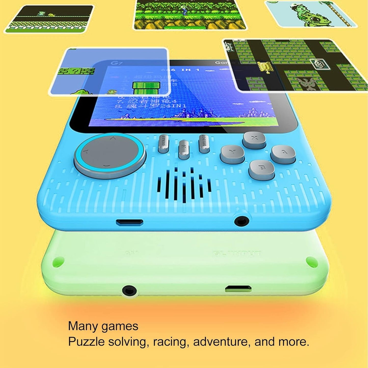 Retro Classic Game Box G7 - 3.5 Inch Screen,666 in1 Games -Handheld Mini Video Game Console for Kids Play on TV - Includes Games Like Contra,Tank,Bomber Man