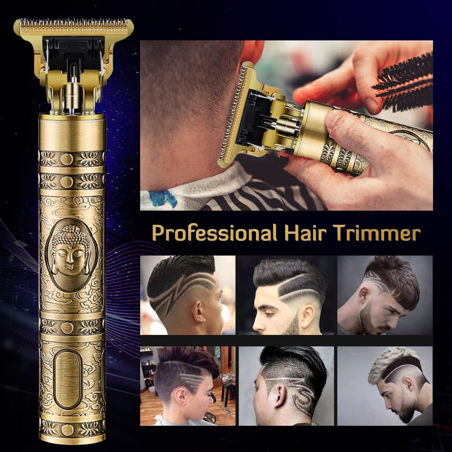 Buddha Style Beard Trimmer For Men, Rechargeable Professional Hair Clipper, Hair Trimmer & Shaver with Adjustable Blade, T-Blade Body Grooming Trimmer, Close Cut Precise Hair Machine