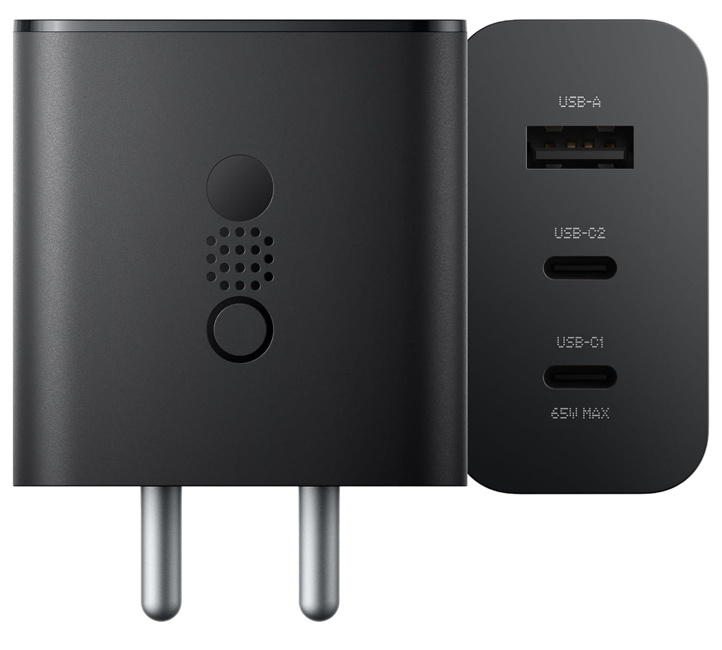 CMF by Nothing 100W GaN Type C 3-Port Charger Adapter with 3.3 Ft Type C Cable, USB-C1 100W, USB-C2 65W, USB-A 18W, Max Capacity 100W for Phone 2A/2A Plus/2/1,Samsung S25,S24, Laptop, Charging, Black