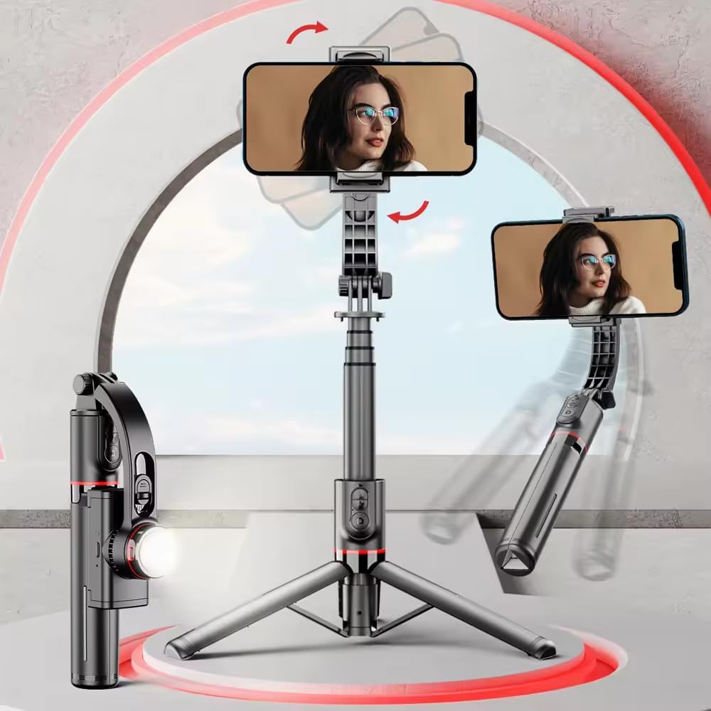 L19s Gimbal Stabilizer for Smartphone, 86mm x 210mm, with Selfie Stick and USB Cable(Black) TripodL19s