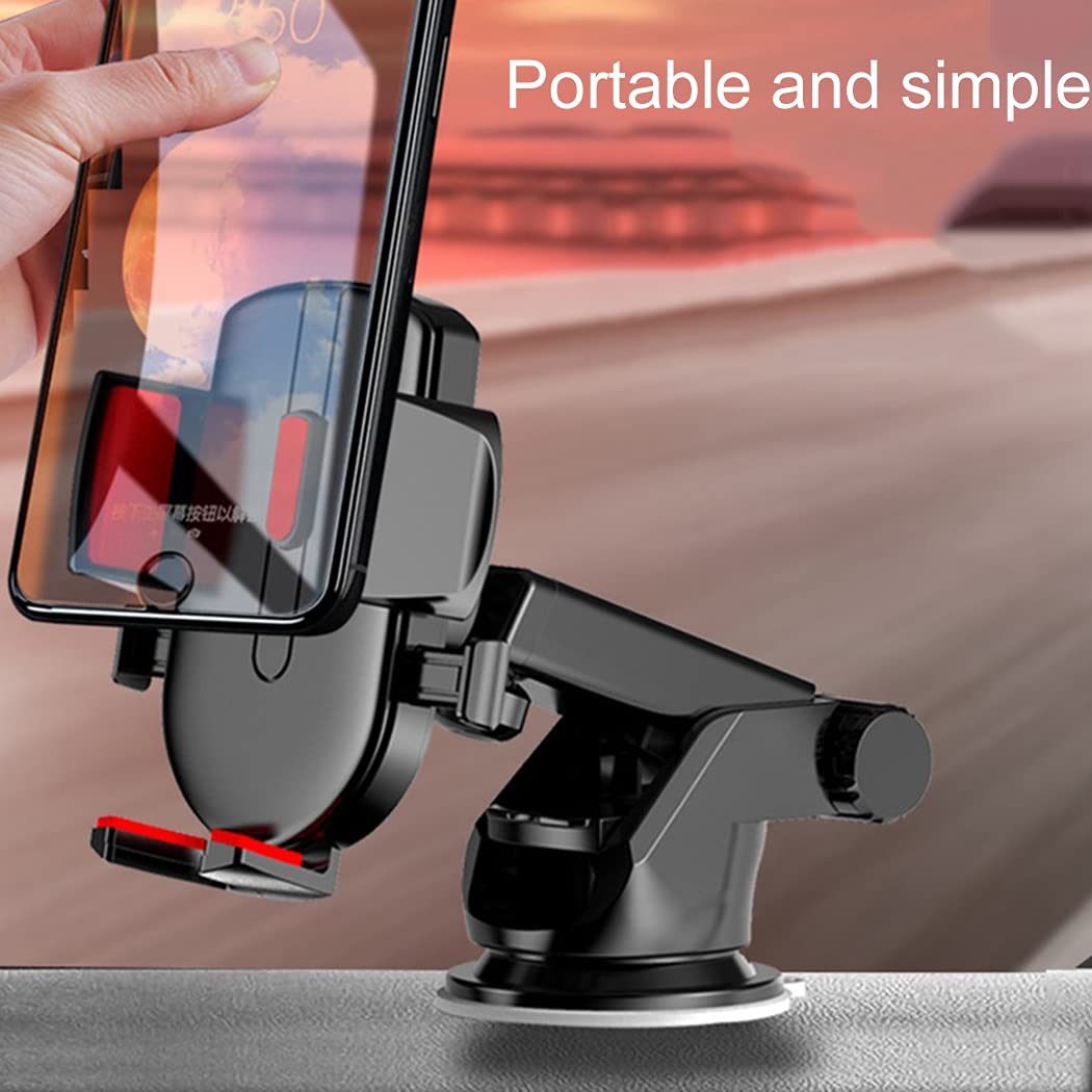 Universal 360° Rotating Car Phone Holder with Strong Suction Cup, Adjustable Arm, and One-Touch Lock – Dashboard & Windshield Mount for Smartphones