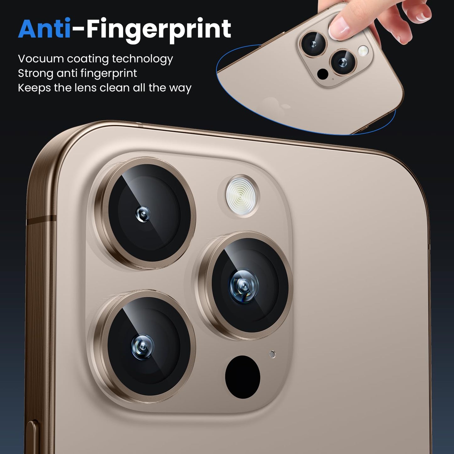 iPhone 16 Pro Max/iPhone 16 Pro Camera Protection - 9H Hardness Scratch-Resistant Bubble-Free HD Tempered Camera Metal Glass Tempered Glass Screen Protector Film Mobile Phone Case Friendly