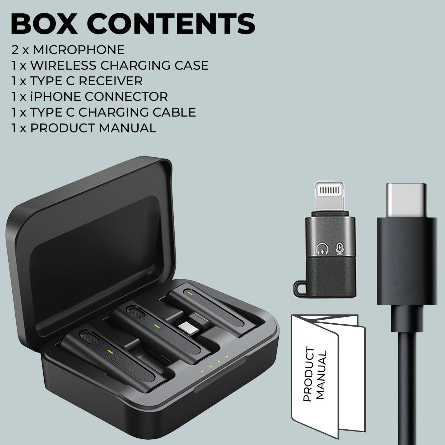 Premium Wireless Lavalier Microphone Kit with Charging Case – Dual Mic System for iPhone & Android