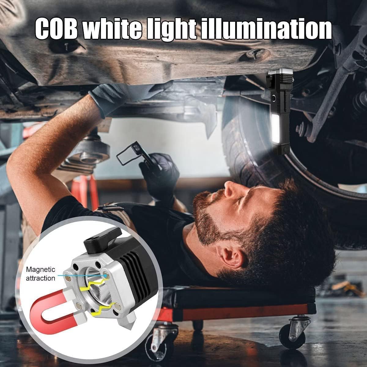 Torch Light,LED 3W Torch Light Rechargeable Torch Flashlight,Long Distance Beam Range Car Rescue Torch with Hammer Window Glass Built Portable Rechargeable (Modern)