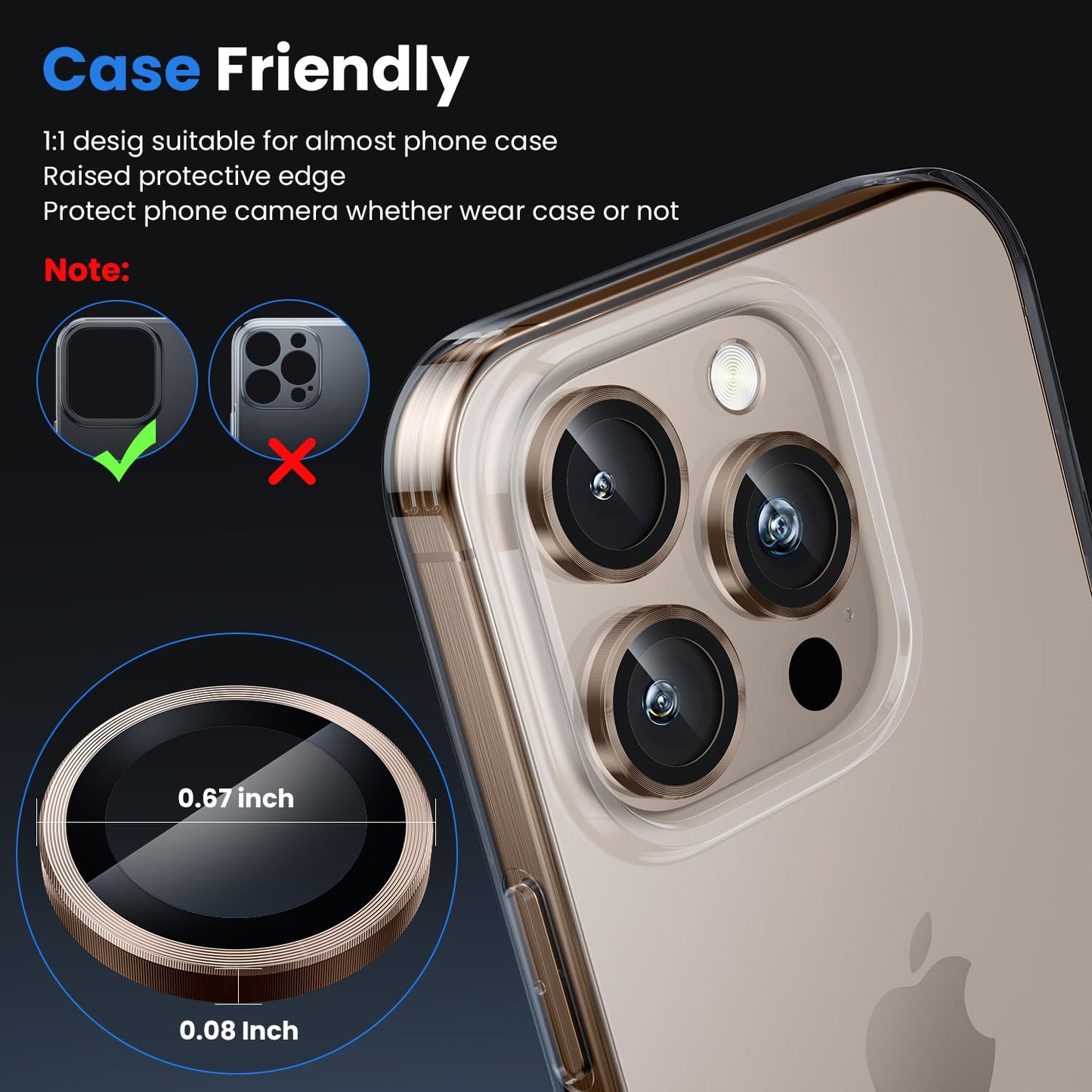 iPhone 16 Pro Max/iPhone 16 Pro Camera Protection - 9H Hardness Scratch-Resistant Bubble-Free HD Tempered Camera Metal Glass Tempered Glass Screen Protector Film Mobile Phone Case Friendly