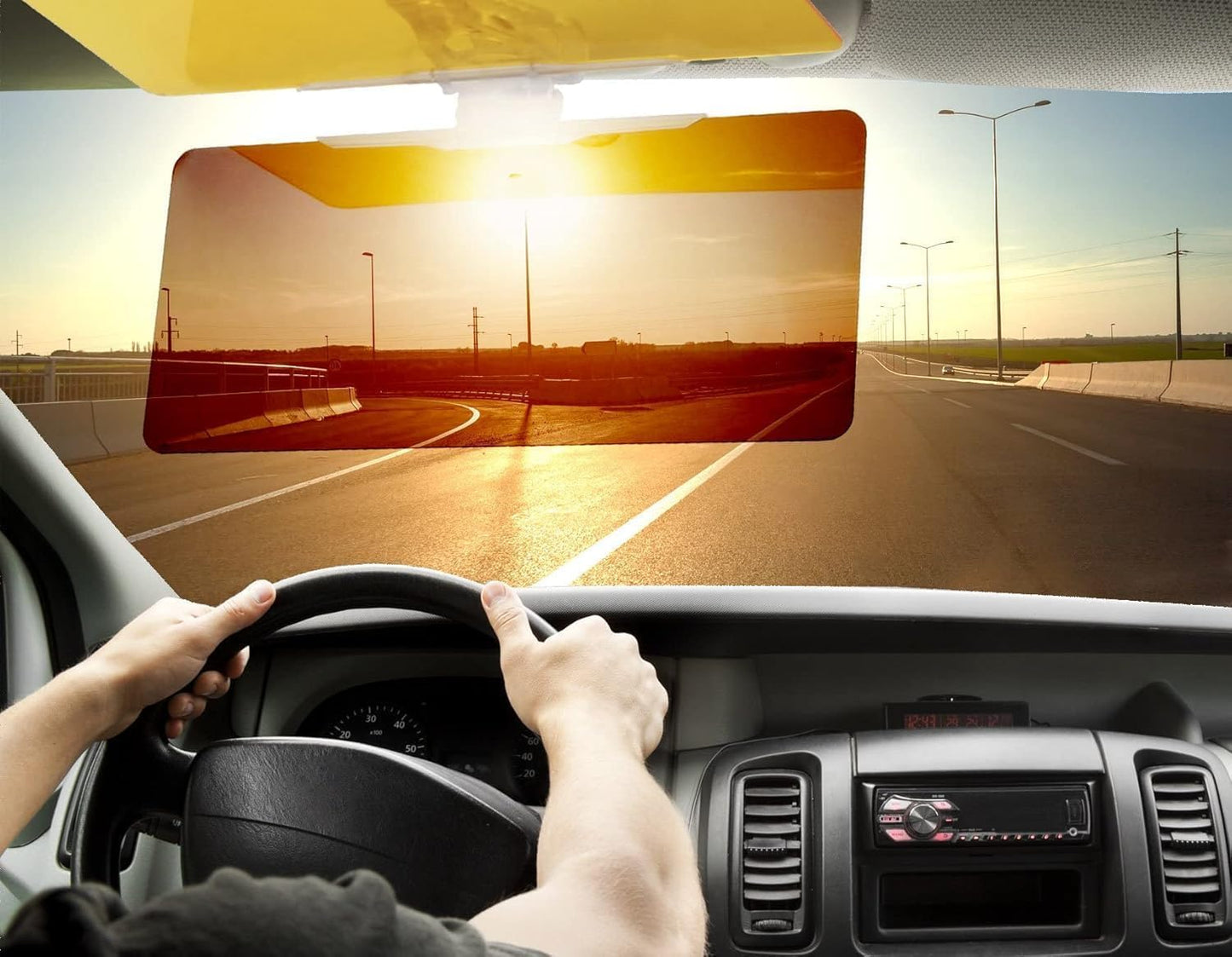Kanget Car Sun Visor, 2 in 1 Universal Day and Night Anti-Glare Extender, Visor Blocker, Night Vision Anti-Dazzle Windshield Driving Visor for All Cars