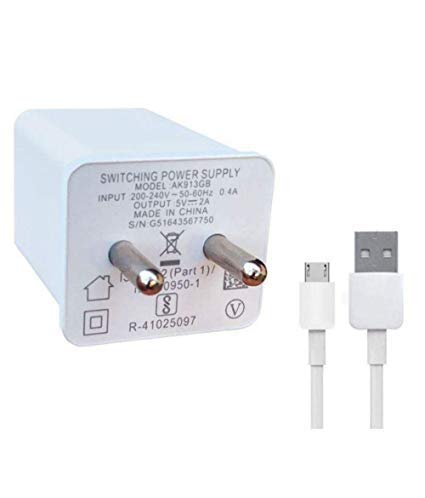 Kanget Ultra Fast Speed 2.4A Fast Charger Compatible with All Android Smartphones (Except Type C) with Full Copper Charging Cable(10 W, Black)