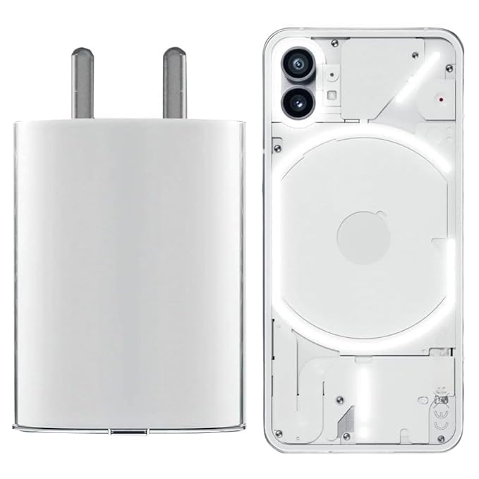 Nothing Phone 45W Type C Fast Charger Adapter for Nothing Phone 2a Plus, Phone 2a, Phone 2, CMF Phone 1, Buds, and Ear Stick – Up to 50W Power USB-C Charger for Mobile, 45W Charging Adapter, White