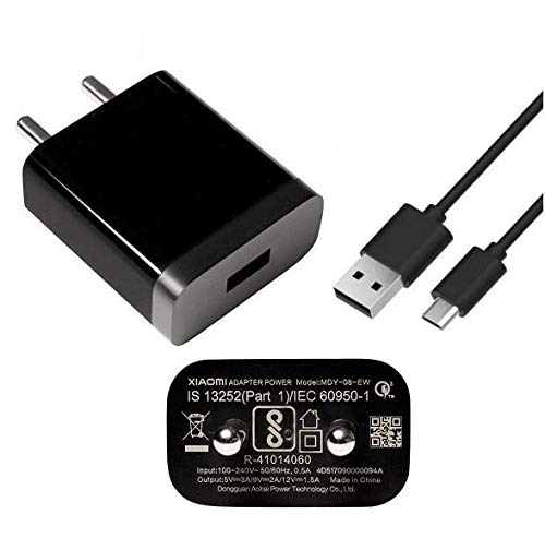 Mi 5V Charger, 10W Wall Charger with USB Cable, Compatible for Mobile, Headphones, TWS, Game Console, Power Banks, Fast Charging