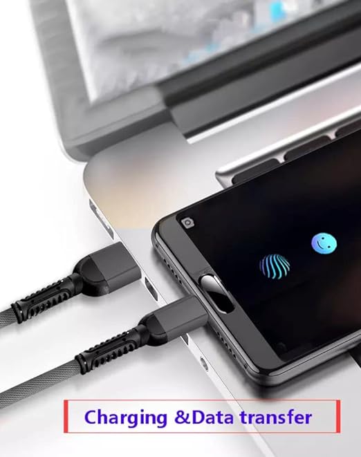 3A Fast Charging, 1.5 m Braided USB to Type C Cable for Smartphones, Tablets & other Type C devices, 480Mbps Data Sync, Quick Charge 3.0