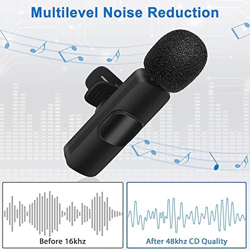 Wireless 2 in 1 Lavalier Microphone for Recording, Live Stream, Video Recording, Interview, Facebook Live, YouTube, Clip-on Plug & Play.