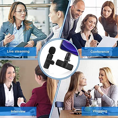 Wireless 2 in 1 Lavalier Microphone for Recording, Live Stream, Video Recording, Interview, Facebook Live, YouTube, Clip-on Plug & Play.