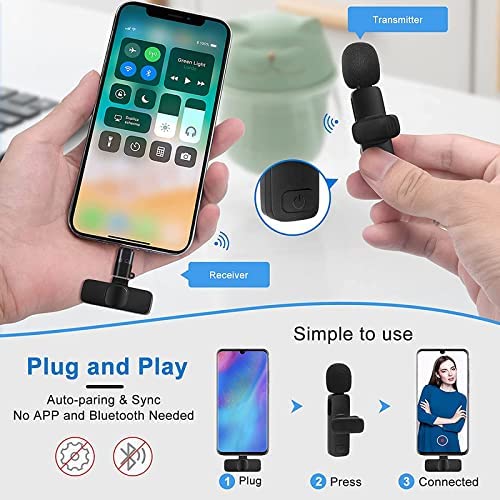 Kanget Wireless 2 in 1 Lavalier Microphone| Recording Phone Mic for Live Stream|Video Recording|Interview, Facebook Live,YouTube,Clip-on Plug & Play Auto-sync for all iPhones, Android and USB devices.