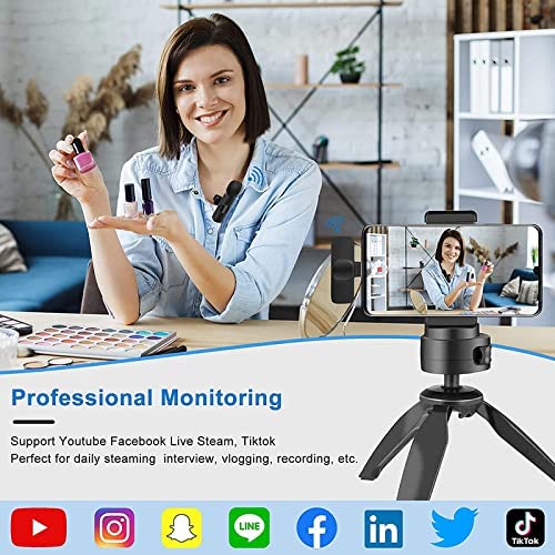 Wireless 2 in 1 Lavalier Microphone for Recording, Live Stream, Video Recording, Interview, Facebook Live, YouTube, Clip-on Plug & Play.