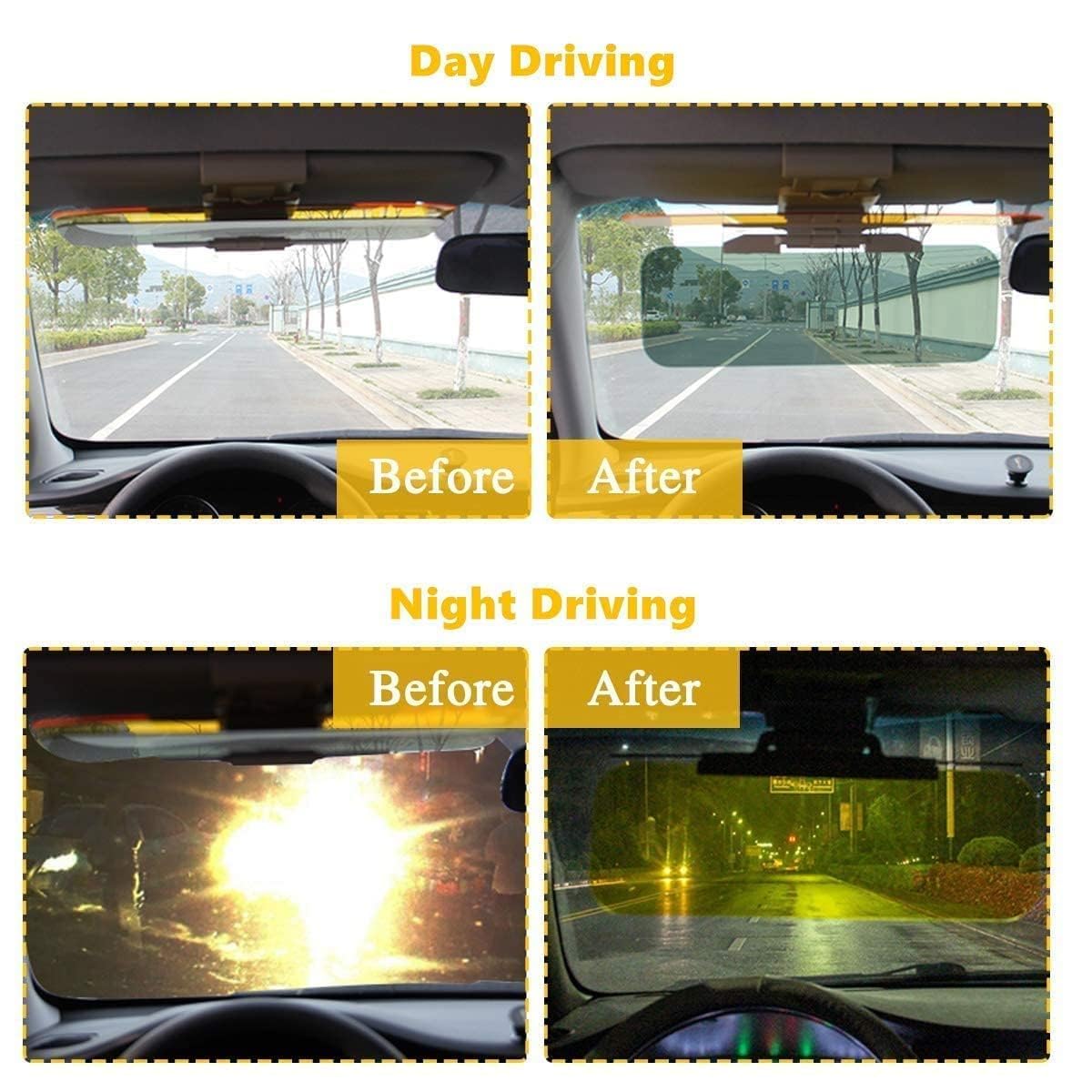 Kanget Car Sun Visor, 2 in 1 Universal Day and Night Anti-Glare Extender, Visor Blocker, Night Vision Anti-Dazzle Windshield Driving Visor for All Cars