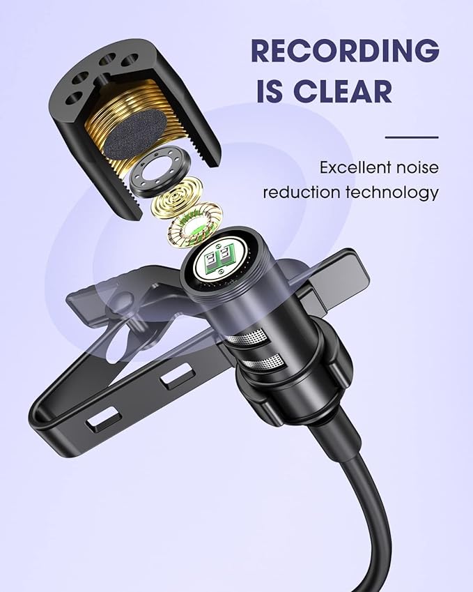 Kanget Voice Microphone Professional for iPhone Lavalier Omnidirectional Microphone for iPad, iPod, Condenser Mic for iPhone Audio & Video Recording, YouTube, Interview, Podcast, Vlogging (6 Feet)