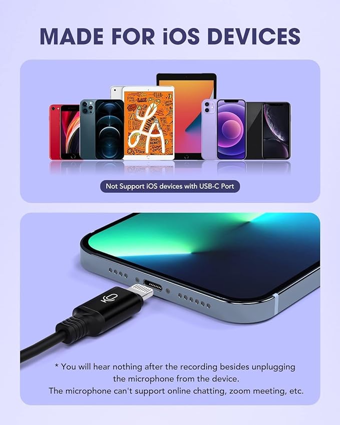 Kanget Voice Microphone Professional for iPhone Lavalier Omnidirectional Microphone for iPad, iPod, Condenser Mic for iPhone Audio & Video Recording, YouTube, Interview, Podcast, Vlogging (6 Feet)