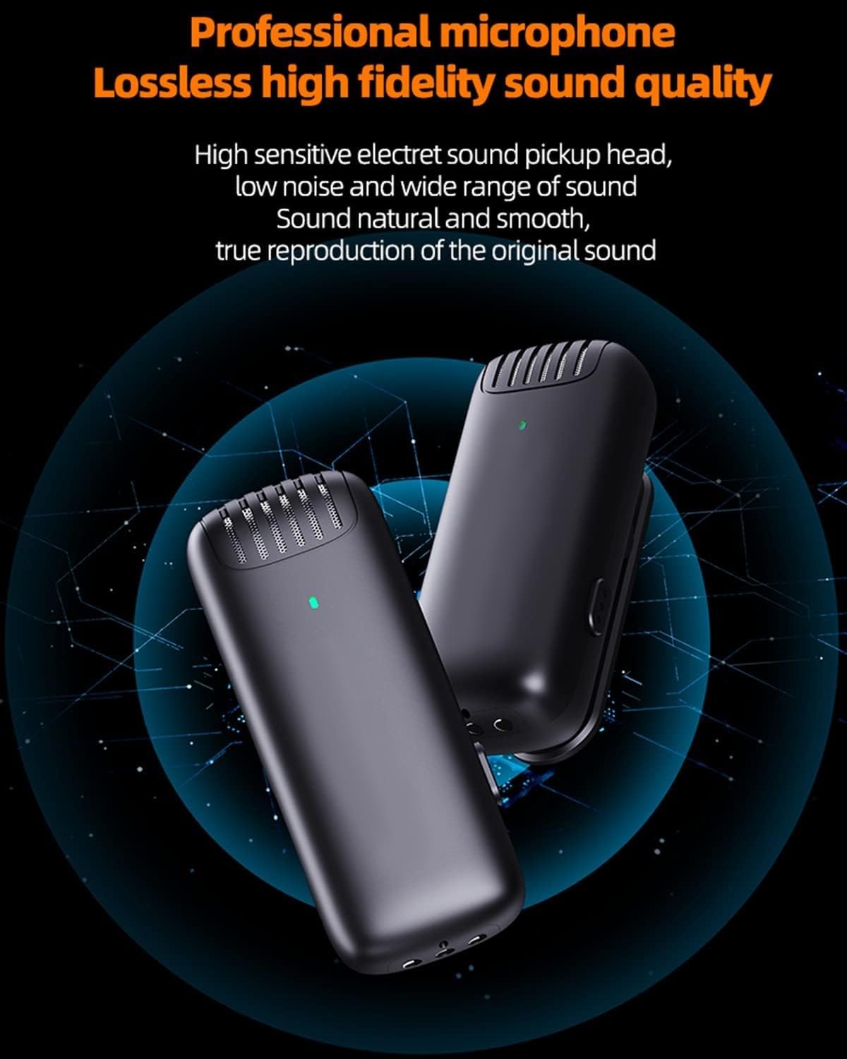 Kanget Dual Set Professional Wireless Lavalier Microphone for Smartphone Android Computer Mini Lapel Recording Wireless Mic with Charging Case.