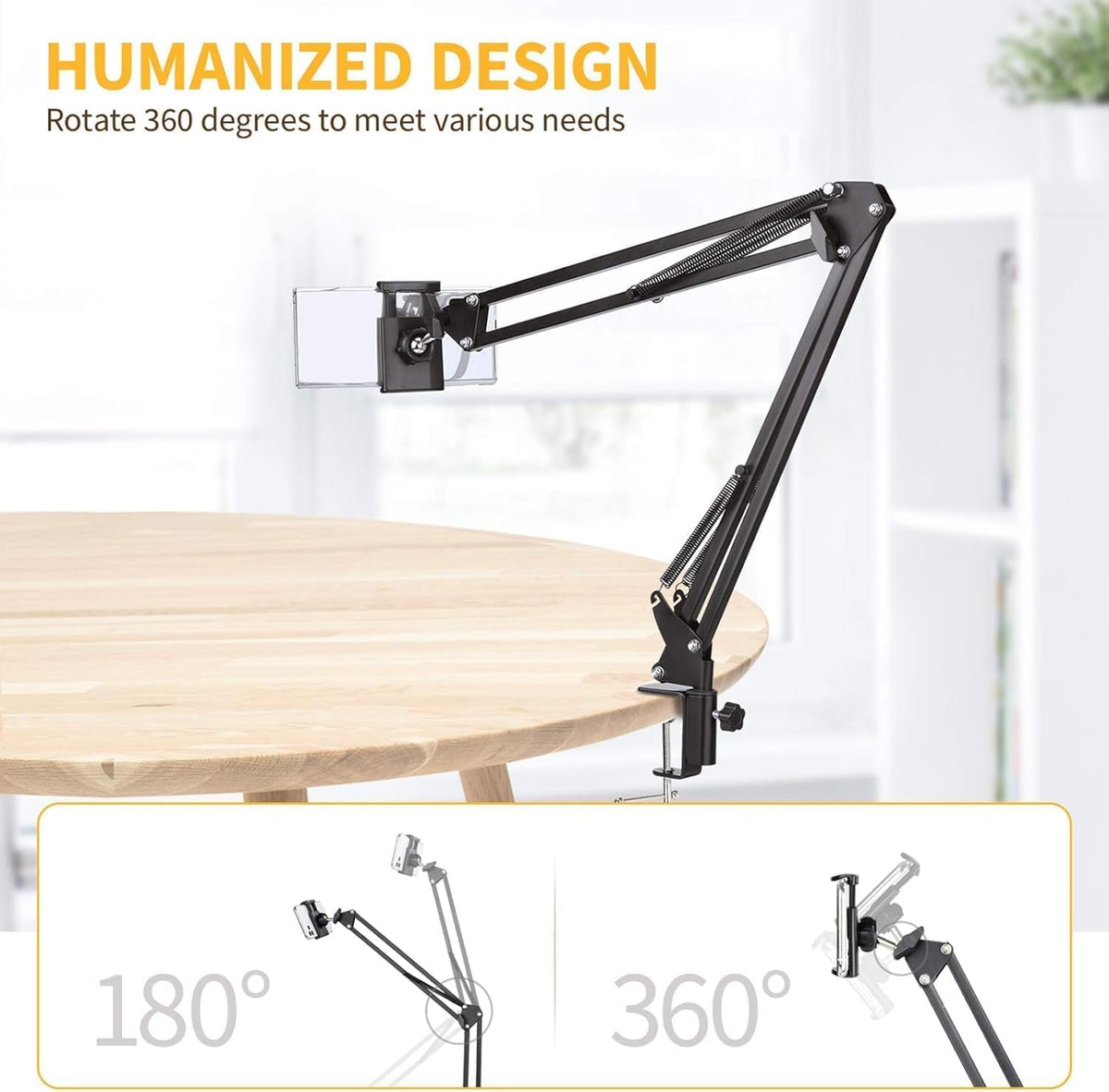 Overhead Desk Clamp Mobile Holder with Spring Arm (Universal 4–6 inch Phone Clamp)