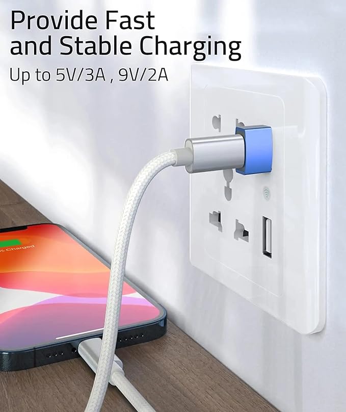 Kanget USB Type C Female to USB A Male Charger | Charging Cable Adapter Converter Compatible for iPhone 14, 13, 12,11 Pro Max/Mini/XR/XS/X/SE, Samsung S20 ultra/S21/S10/S8/S9/MacBook Pro iPad (Blue)