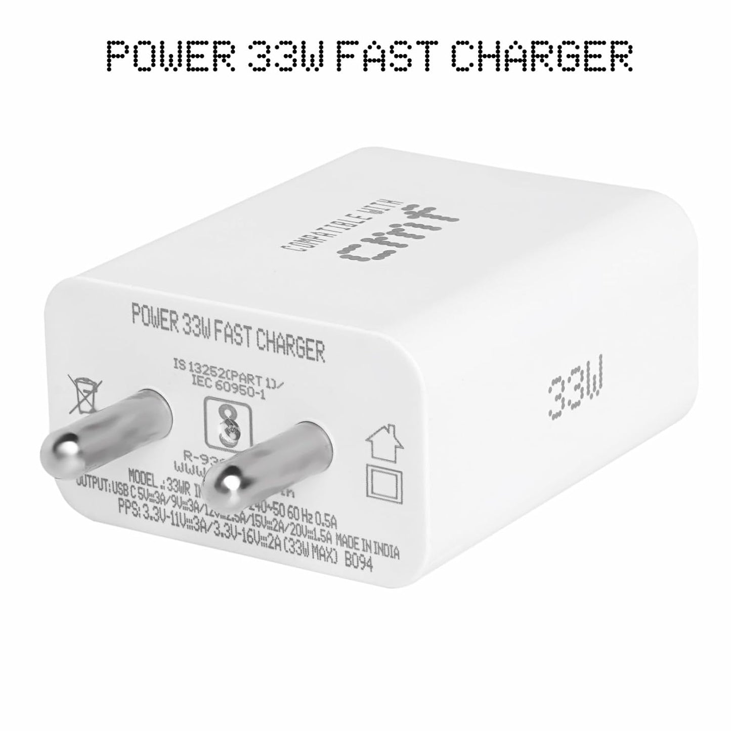 Nothing Original 33W Type-C CMF Charger Adapter for CMF Phone 1, Nothing Phone 1, Nothing Phone 2, Nothing Phone 2a, 2a Plus – Rapid Fast Charging Compatible Adapter