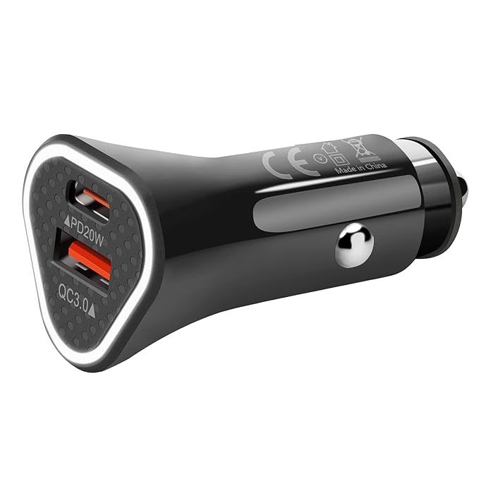 Kanget 38W Fast Car Charger with Dual Output, Fast Charging (Type C PD 18W + QC 3.0A) Compatible with All Smartphones (Black)