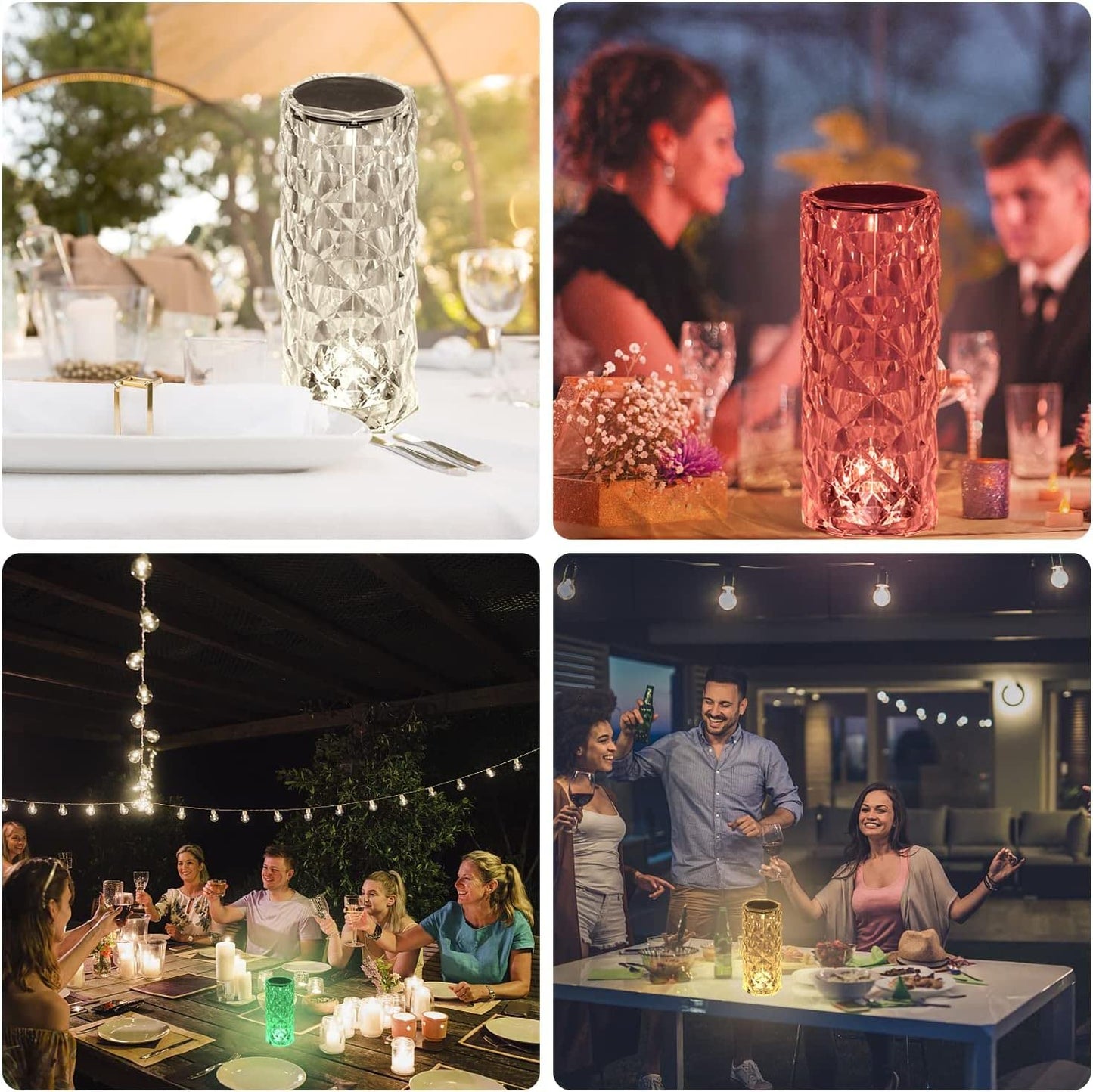 Crystal Lamp,16 Color Changing Rose Crystal Diamond LED Table Lamp,USB Rechargeable Touch Bedside Lamp Night Light with Remote Control, for Bedroom Living Room Party Dinner Decor