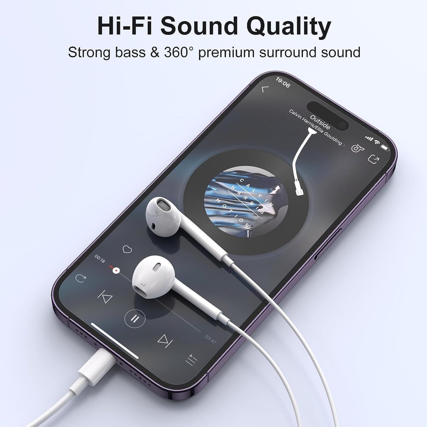 Lightning Wired Earphones Earbuds with Microphone & Remote | MFi Certified | Noise Cancelling In-Ear Headphones for iPhone 14/14 Plus/14 Pro Max/13/13 Mini/12/11/X/XR/XS/SE/8 (Direct Working) (6 Months Warranty)