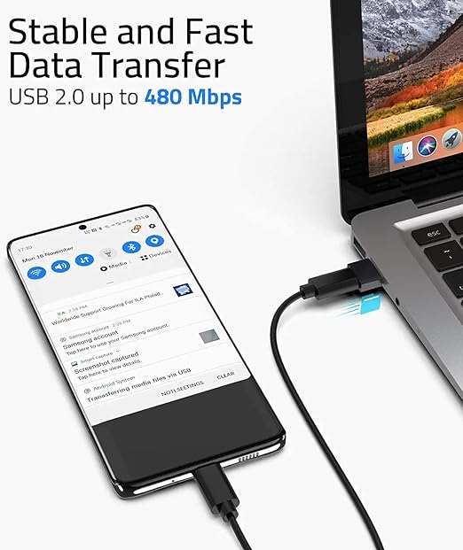 2-Pack Type C Female to USB Male Adapter, Charging Cable Connector Converter Compatible for Lightning Devices(Black)