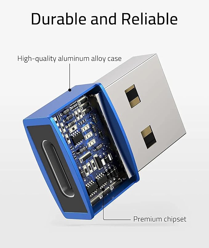 2-Pack Type C Female to USB Male Adapter, Charging Cable Connector Converter Compatible for Lightning Devices(Blue)