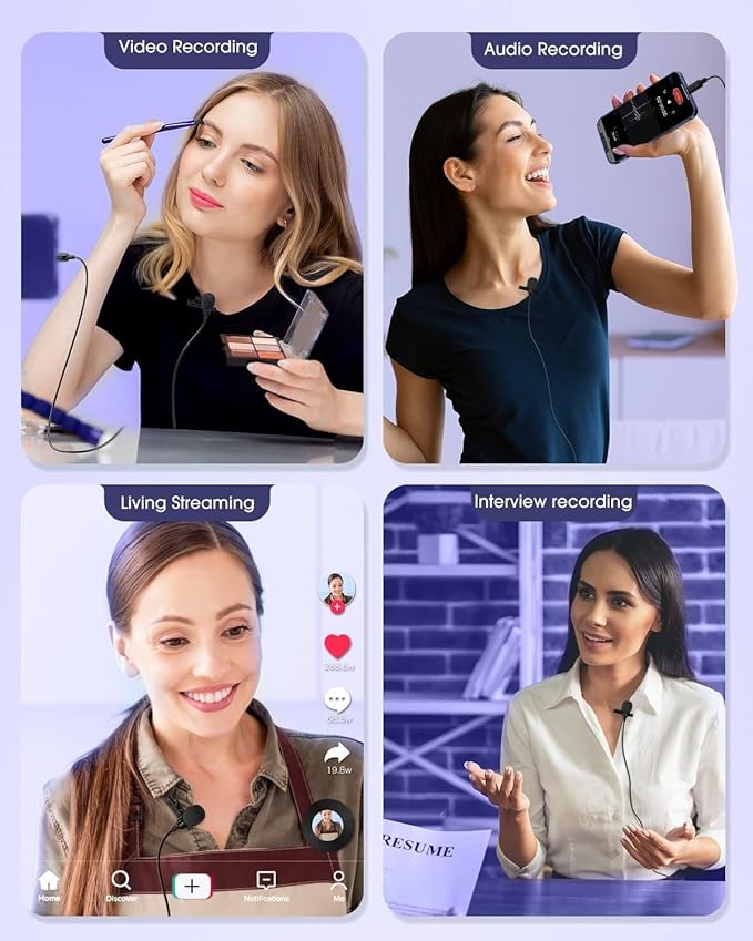 Kanget Voice Microphone Professional for iPhone Lavalier Omnidirectional Microphone for iPad, iPod, Condenser Mic for iPhone Audio & Video Recording, YouTube, Interview, Podcast, Vlogging (6 Feet)