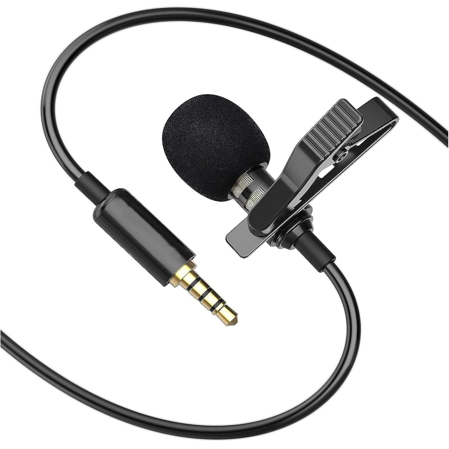BassDrops 3.5mm Auxiliary Collar Mic | Clip-On Microphone for YouTube, Smartphones & Earphones | Ideal for Recording, Streaming, and YouTube Channels | Sleek Black Design!