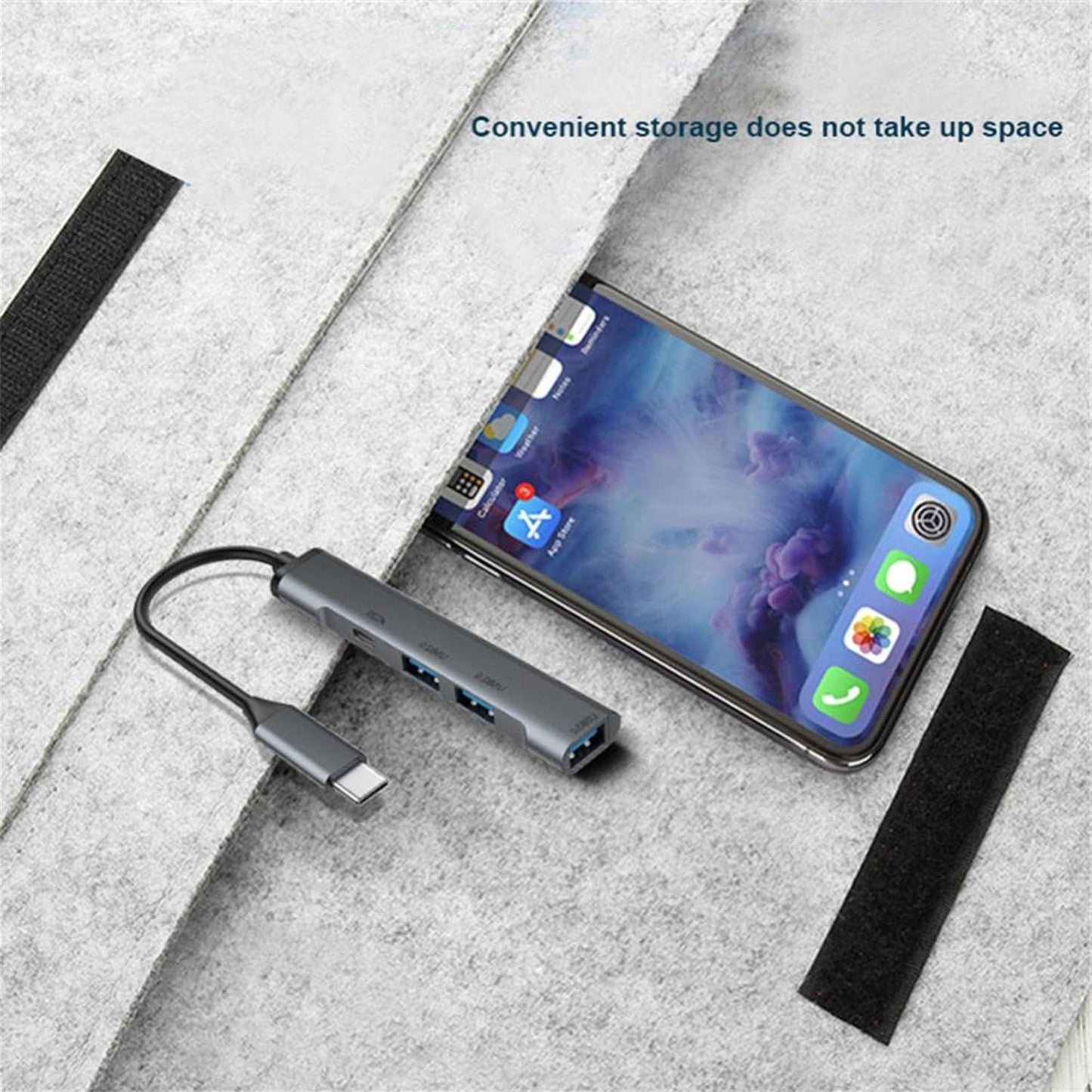 USB C Hub (4-in-1), Type C Multiport Adapter with 1 x USB 3.0 & 3 x USB 2.0 Ports, upto 5 Gbps High Speed Data Transfer for Laptop, MacBook, PC