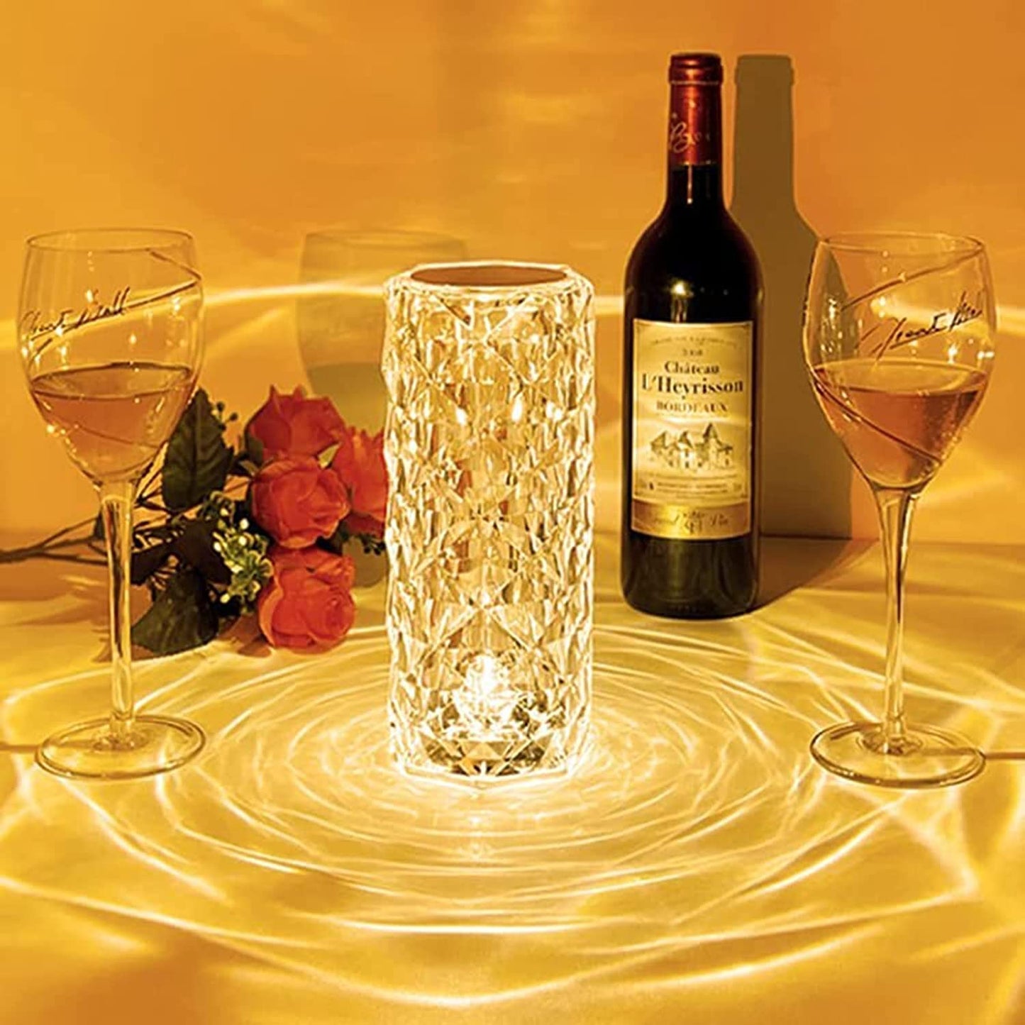 Crystal Lamp,16 Color Changing Rose Crystal Diamond LED Table Lamp,USB Rechargeable Touch Bedside Lamp Night Light with Remote Control, for Bedroom Living Room Party Dinner Decor