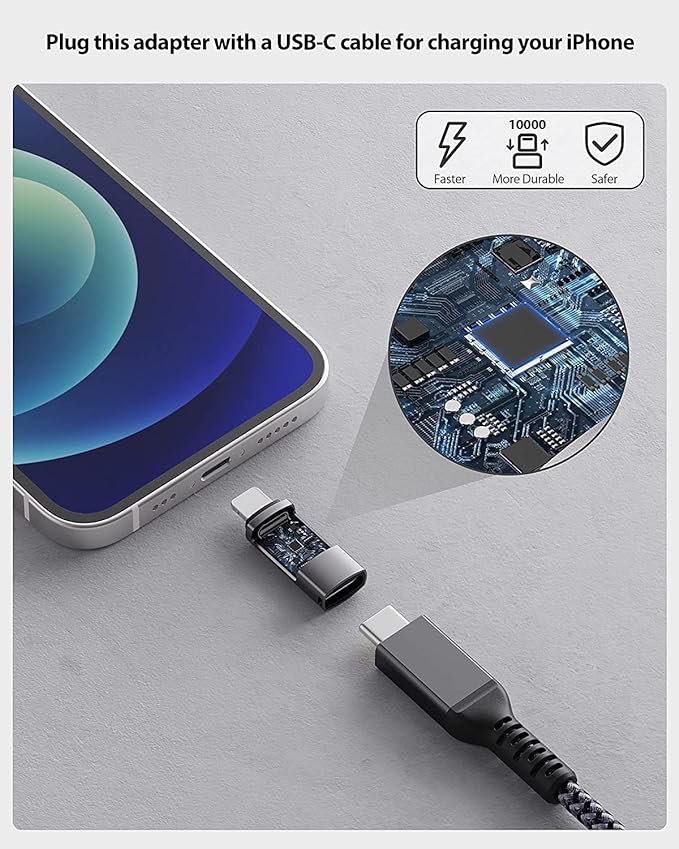 Kanget Type C Female to Lightning Male Adapter, Compatible with All iOS Devices (iOS 13 or Above)