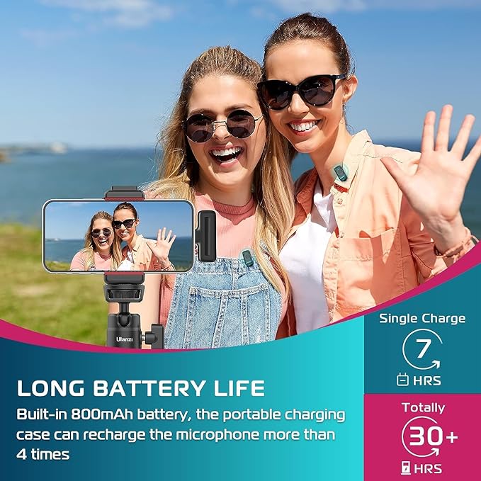 Kanget Dual Set Professional Wireless Lavalier Microphone for Smartphone Android Computer Mini Lapel Recording Wireless Mic with Charging Case.