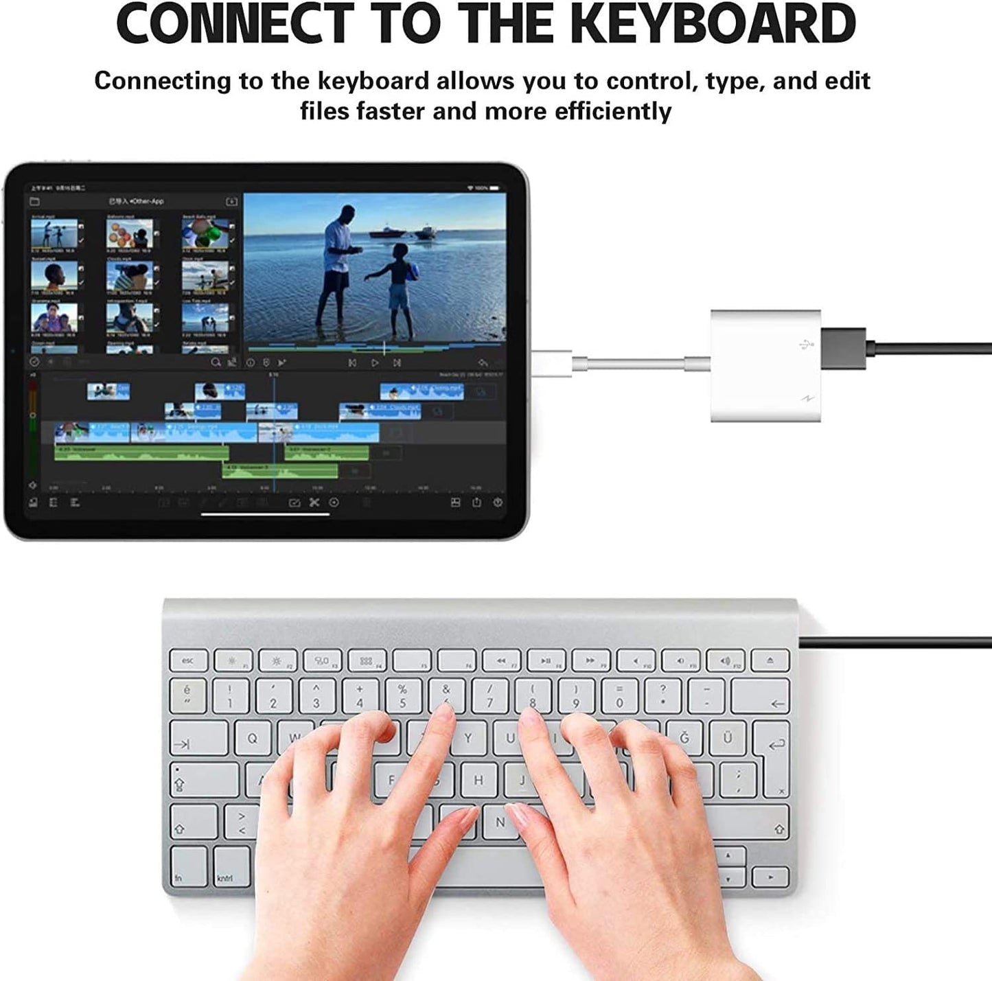 Lightning to USB Camera Adapter with Charging Port to Charge iPhone, Portable USB Female OTG Adapter Compatible with iPhone iPad (SSD Not Supported)