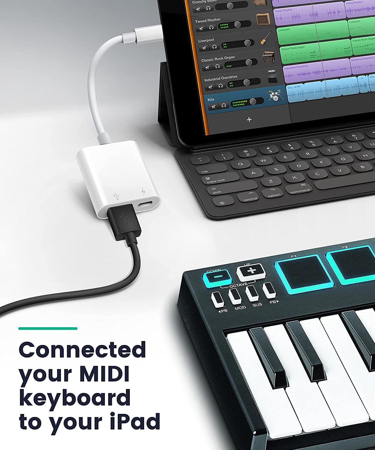 Lightning to USB Camera Adapter with Charging Port to Charge iPhone, Portable USB Female OTG Adapter Compatible with iPhone iPad (SSD Not Supported)