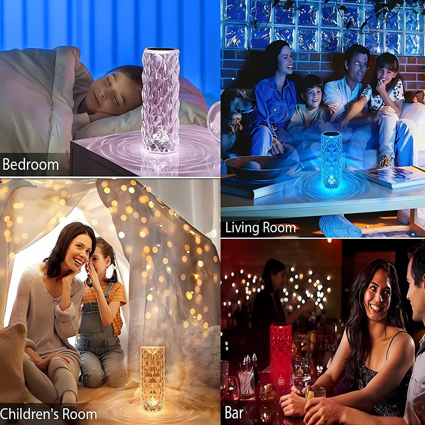 Crystal Lamp,16 Color Changing Rose Crystal Diamond LED Table Lamp,USB Rechargeable Touch Bedside Lamp Night Light with Remote Control, for Bedroom Living Room Party Dinner Decor