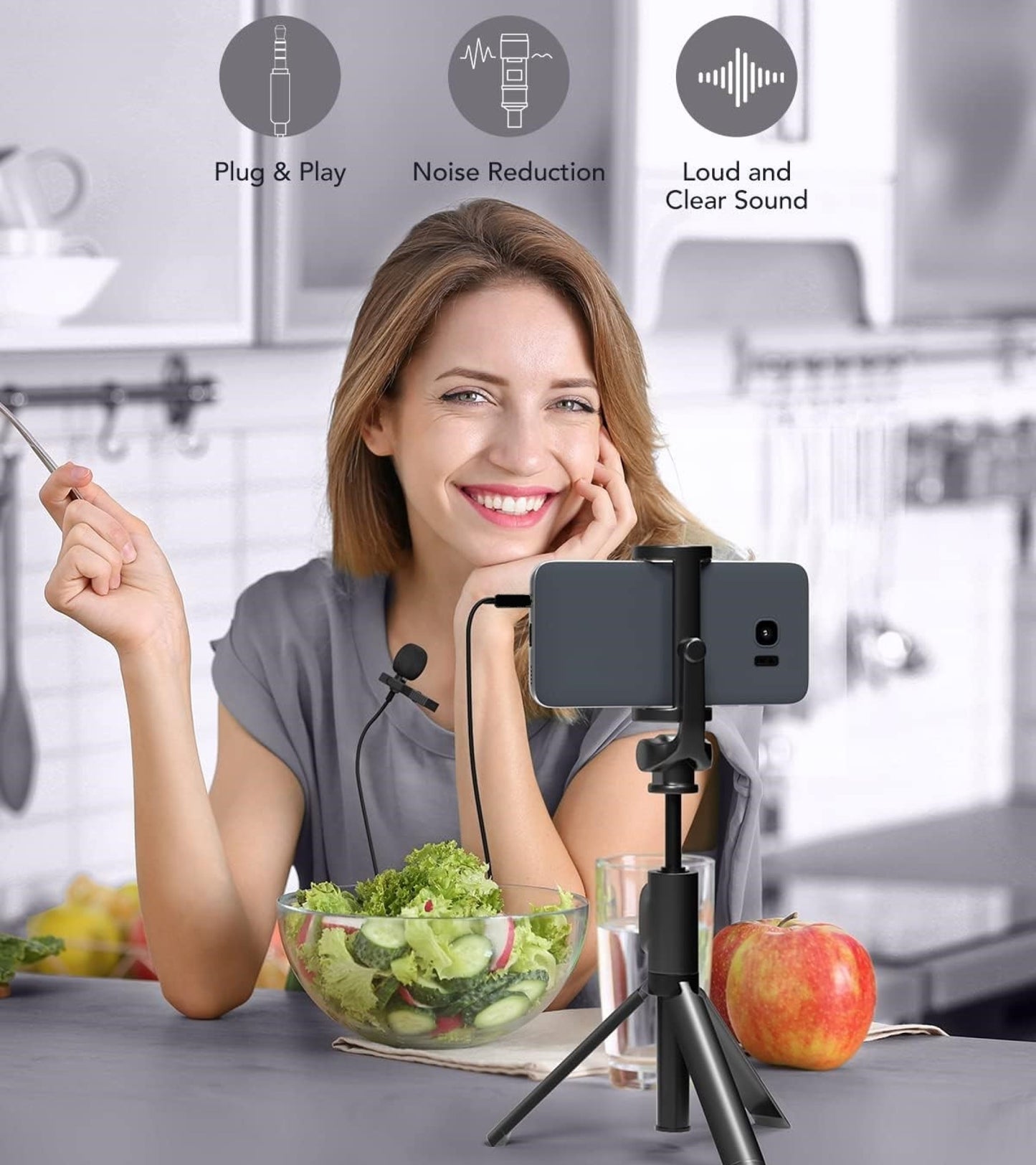 3.5 mm Clip Collar Mic for YouTube, Collar Mike for Voice Recording, Android Smartphones, DSLR Camera, Mike for YouTube (Black)