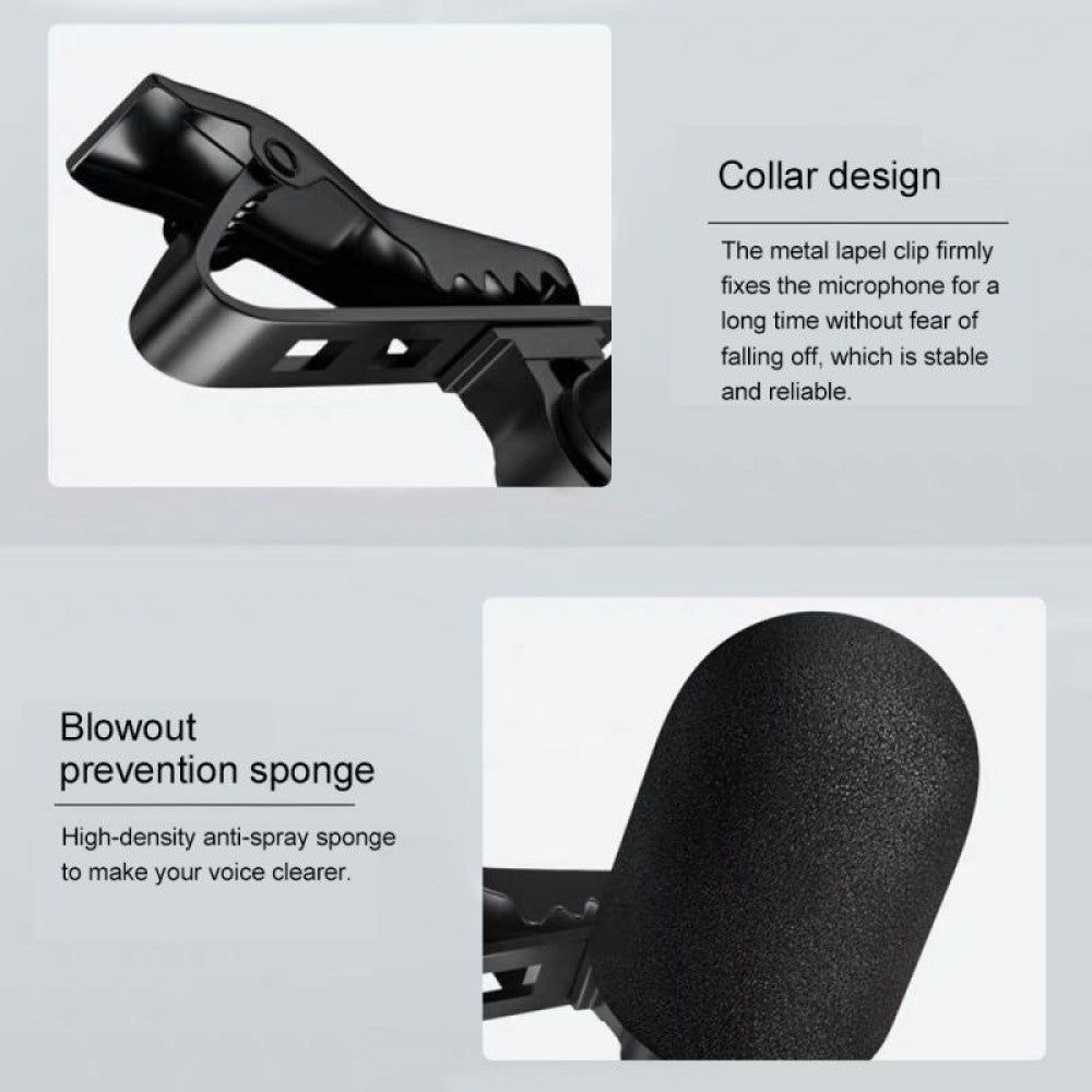 3.5 mm Clip Collar Mic for YouTube, Collar Mike for Voice Recording, Android Smartphones, DSLR Camera, Mike for YouTube (Black)
