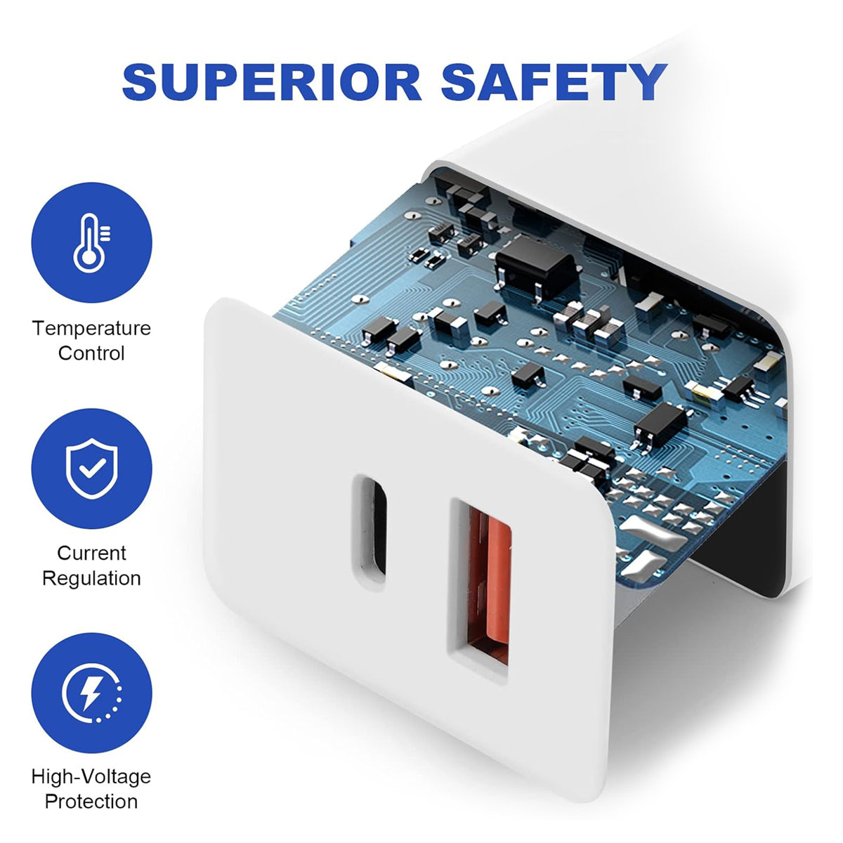20 W USB & Type C Fast Charger with QC & PD Technology, Fast Charging Compatible with iPhone, iPad, Samsung Galaxy, More (White)