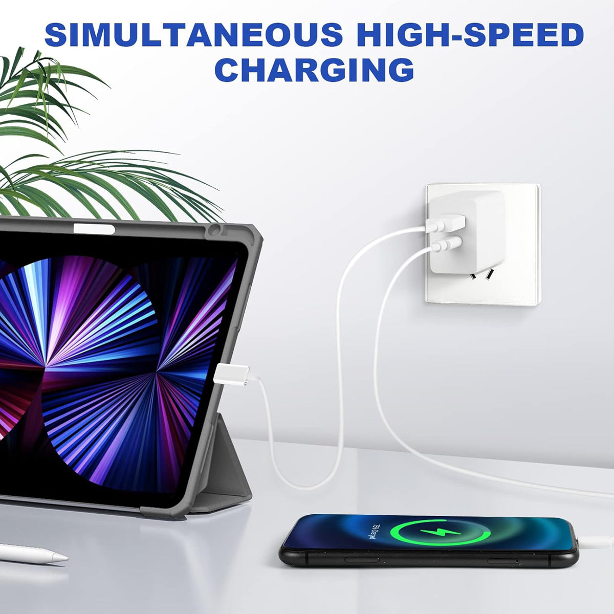 20 W USB & Type C Fast Charger with QC & PD Technology, Fast Charging Compatible with iPhone, iPad, Samsung Galaxy, More (White)