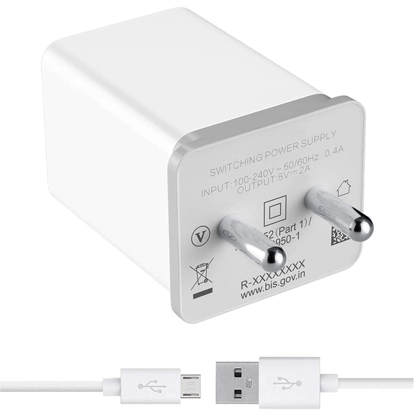 Oppo Ultra Fast Speed 2.4A Charger Like Original Adapter Wall Charger, Mobile Fast Charger, Android USB Charger with 1 Meter Micro USB Charging Data Cable
