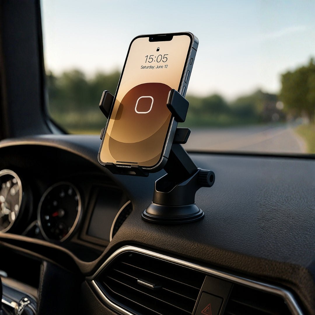 Universal 180° Adjustable Car Phone Holder – Strong Suction & Secure Grip