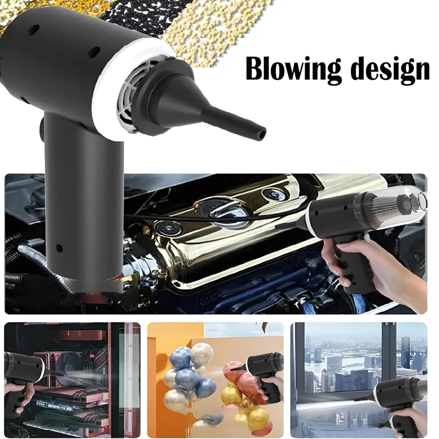 3 in 1 Portable Car Vacuum Cleaner with Blower | USB Rechargeable Wireless Handheld Vacuum for Travel, Camping, and Home | Reusable, Compact, and Powerful!