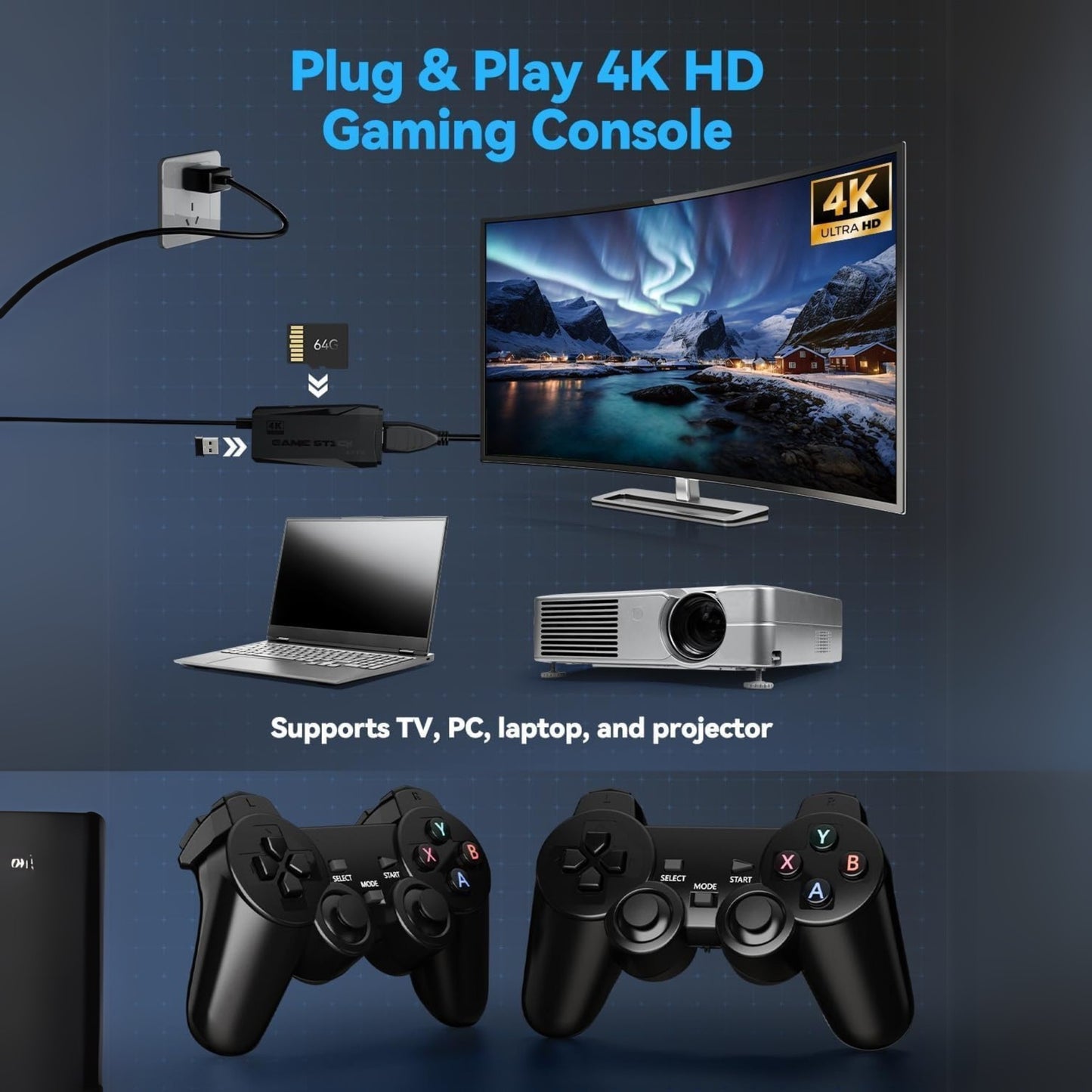 Original 1080p Wireless Retro Gaming Console | Plug & Play Video Game Stick for TV | 2-Player Gaming Set with 9 Emulators | Old School Games for Kids & Adults | HDMI-Compatible Classic Game Console | Fun Family Entertainment | Portable Gaming for All Ages