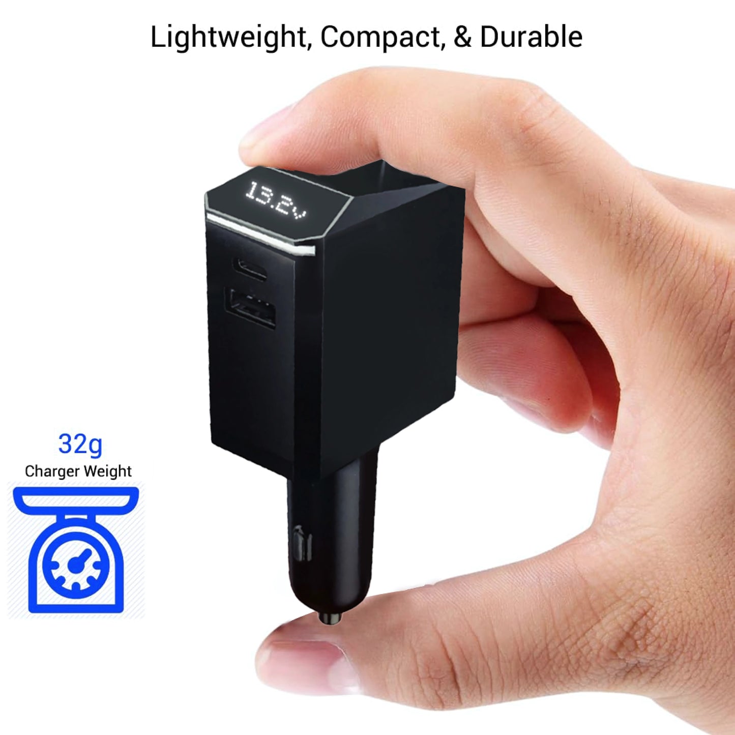 Super Fast Car Charger Universal 12V-24V | Multiport Fast Charging, Digital Display, Retractable Cable, Battery Voltage Detection & Abnormal Reminder | Supports Mainstream Fast Charging Protocols