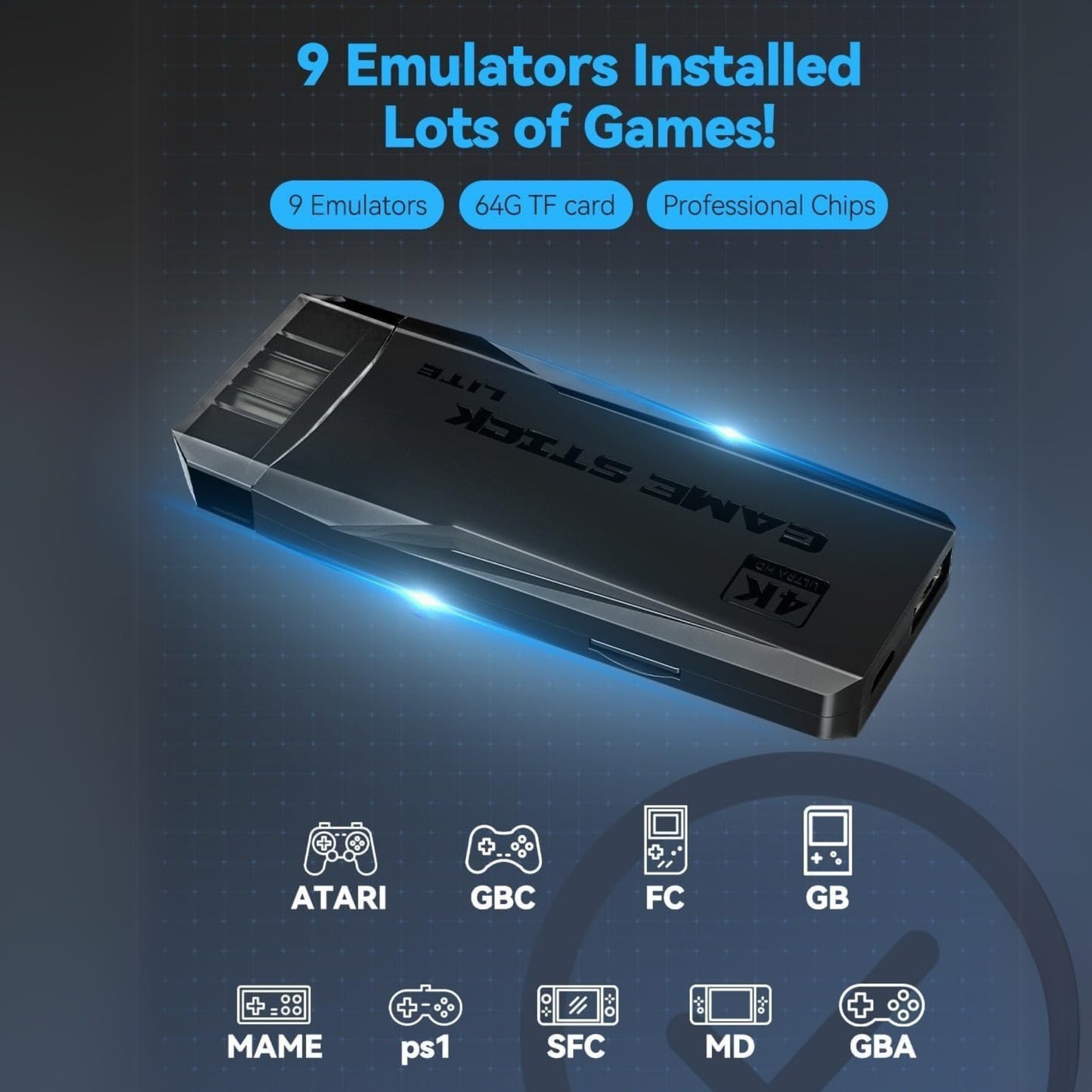 Original 1080p Wireless Retro Gaming Console | Plug & Play Video Game Stick for TV | 2-Player Gaming Set with 9 Emulators | Old School Games for Kids & Adults | HDMI-Compatible Classic Game Console | Fun Family Entertainment | Portable Gaming for All Ages