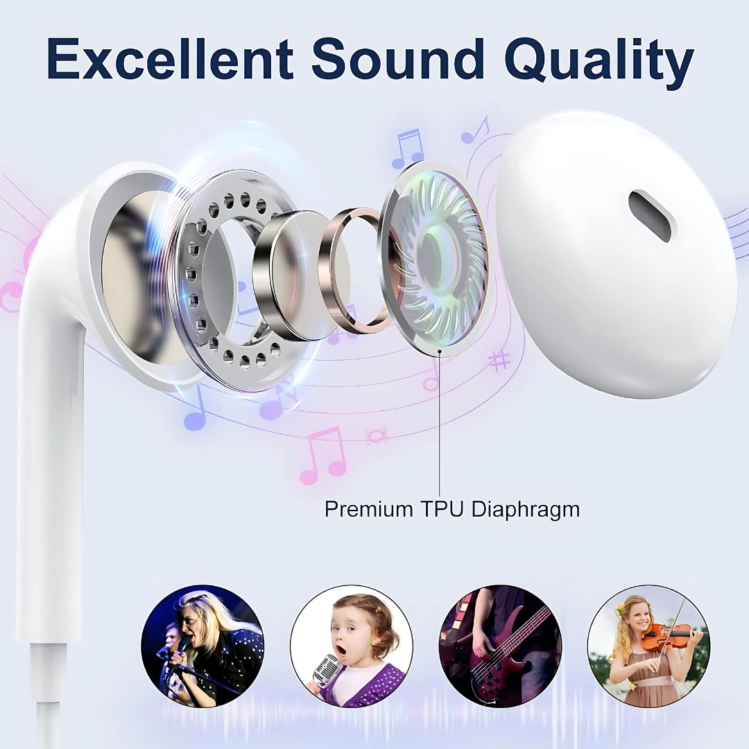 Lightning Wired Earphones Earbuds with Microphone & Remote | MFi Certified | Noise Cancelling In-Ear Headphones for iPhone 14/14 Plus/14 Pro Max/13/13 Mini/12/11/X/XR/XS/SE/8 (Direct Working) (6 Months Warranty)